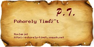 Pohorely Timót névjegykártya